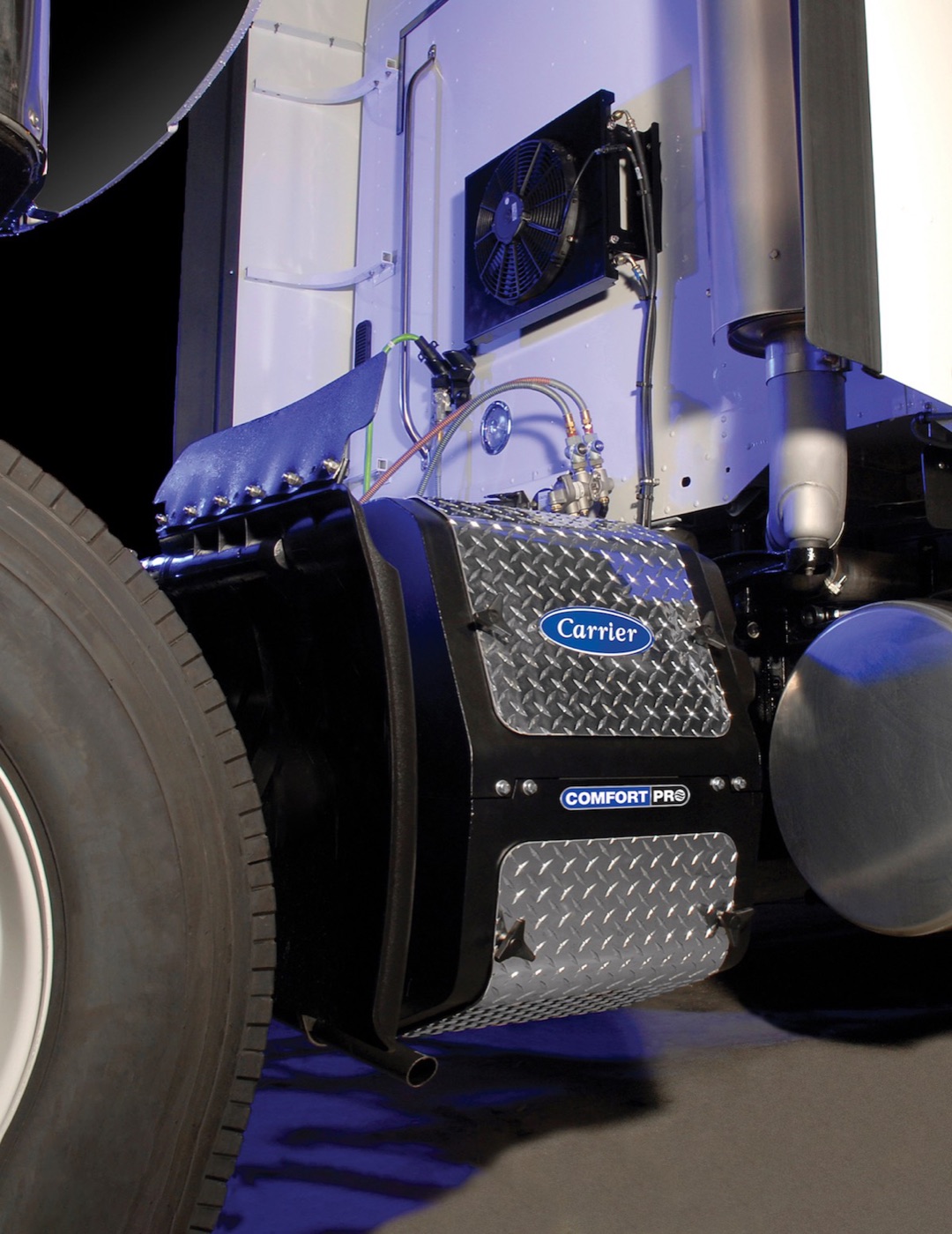 Carrier ComfortPro APU refrigeration unit on a semi truck